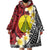 Sigave Chiefdom Wallis and Futuna Personalized Wearable Blanket Hoodie Frangipani Flowers Polynesian Pattern