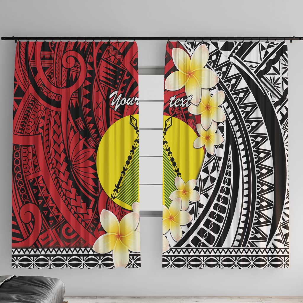 Sigave Chiefdom Wallis and Futuna Personalized Window Curtain Frangipani Flowers Polynesian Pattern