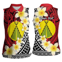 Sigave Chiefdom Wallis and Futuna Personalized Women Sleeveless Polo Shirt Frangipani Flowers Polynesian Pattern