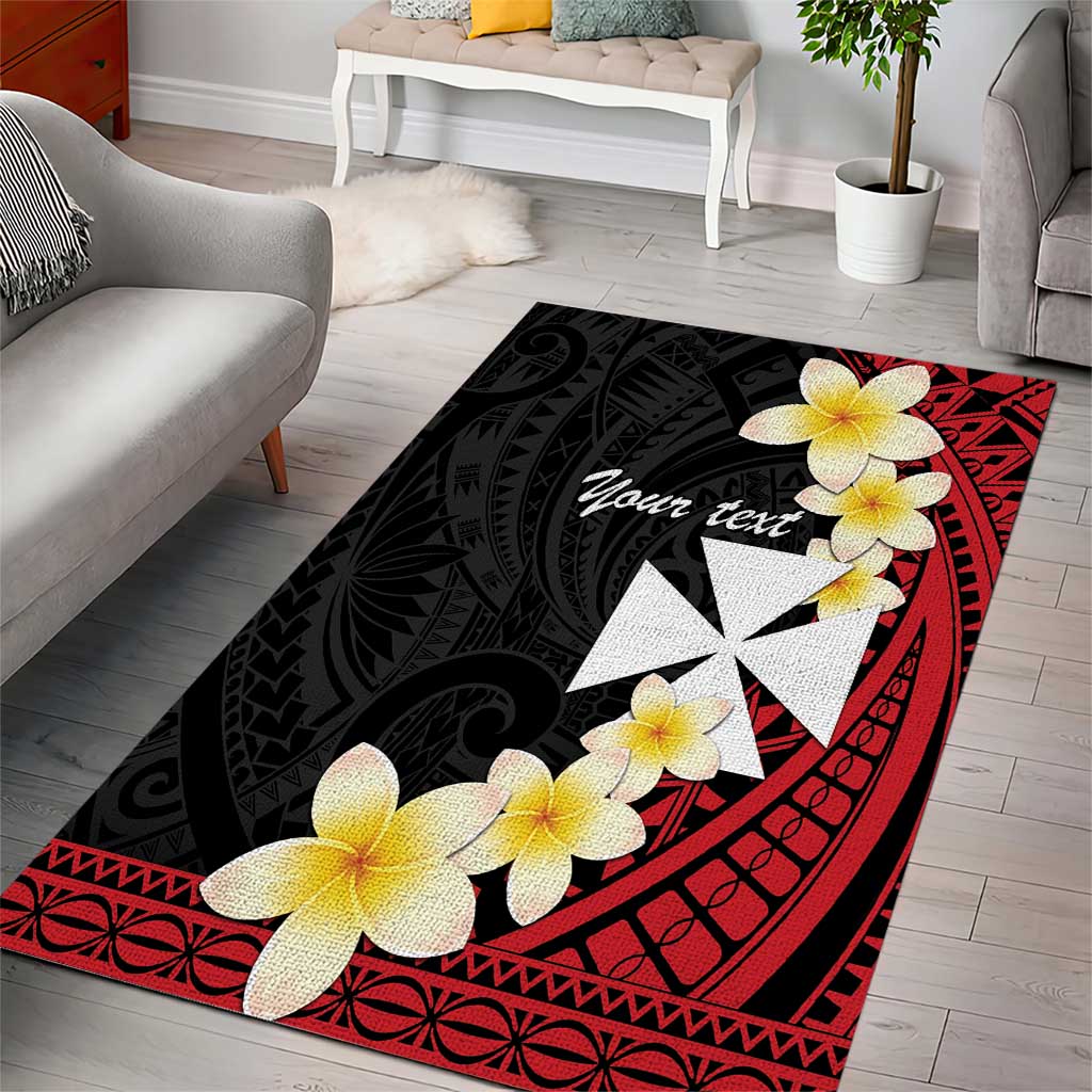 Uvea Chiefdom Wallis and Futuna Personalized Area Rug Frangipani Flowers Polynesian Pattern