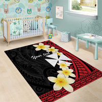 Uvea Chiefdom Wallis and Futuna Personalized Area Rug Frangipani Flowers Polynesian Pattern