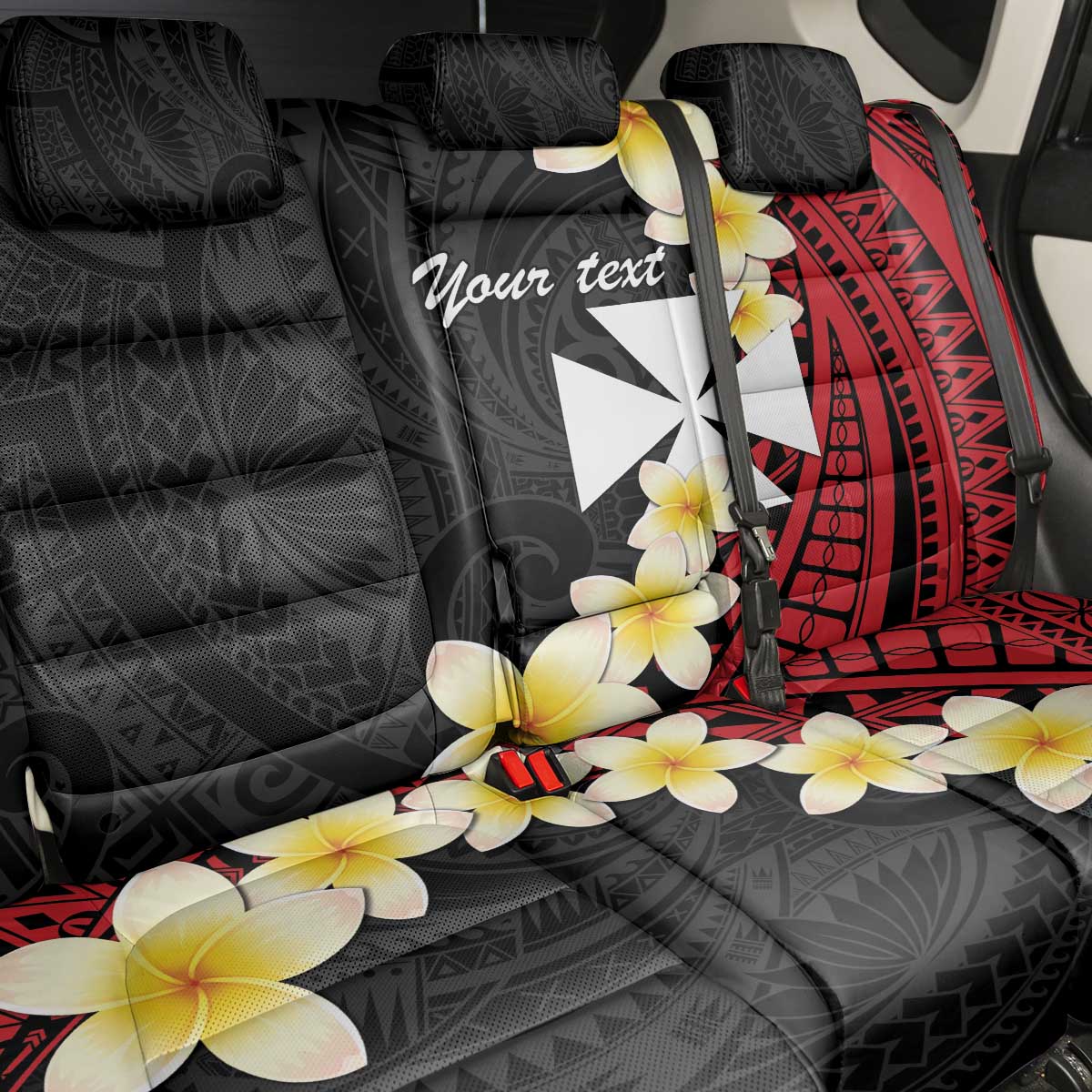 Uvea Chiefdom Wallis and Futuna Personalized Back Car Seat Cover Frangipani Flowers Polynesian Pattern