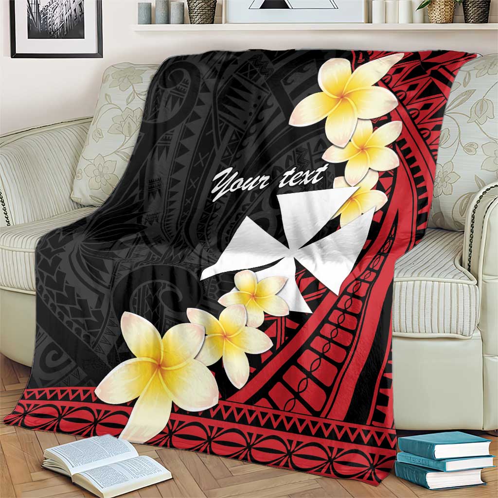 Uvea Chiefdom Wallis and Futuna Personalized Blanket Frangipani Flowers Polynesian Pattern