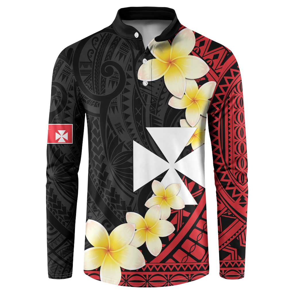 Uvea Chiefdom Wallis and Futuna Personalized Button Sweatshirt Frangipani Flowers Polynesian Pattern