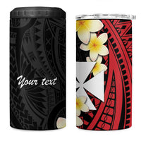 Uvea Chiefdom Wallis and Futuna Personalized 4 in 1 Can Cooler Tumbler Frangipani Flowers Polynesian Pattern