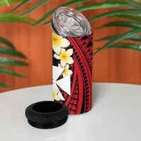 Uvea Chiefdom Wallis and Futuna Personalized 4 in 1 Can Cooler Tumbler Frangipani Flowers Polynesian Pattern