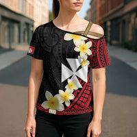 Uvea Chiefdom Wallis and Futuna Personalized Cross Shoulder Shirt Frangipani Flowers Polynesian Pattern - Polynesian Pride