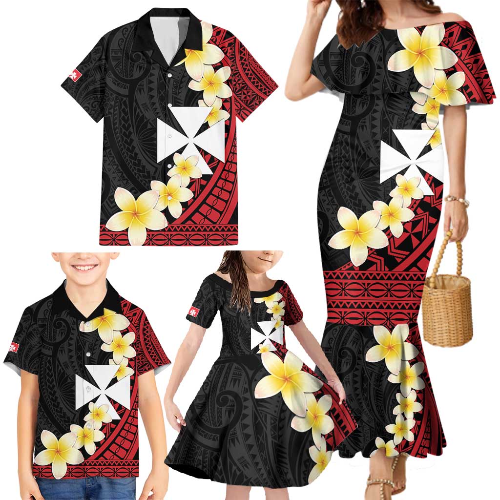 Uvea Chiefdom Wallis and Futuna Personalized Family Matching Mermaid Dress and Hawaiian Shirt Frangipani Flowers Polynesian Pattern
