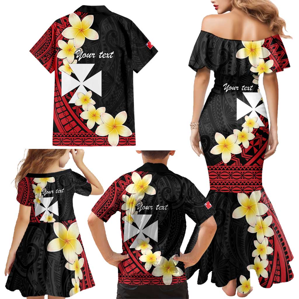 Uvea Chiefdom Wallis and Futuna Personalized Family Matching Mermaid Dress and Hawaiian Shirt Frangipani Flowers Polynesian Pattern