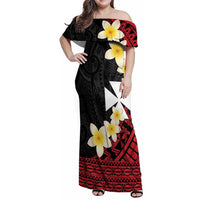 Uvea Chiefdom Wallis and Futuna Personalized Family Matching Off Shoulder Maxi Dress and Hawaiian Shirt Frangipani Flowers Polynesian Pattern