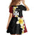 Uvea Chiefdom Wallis and Futuna Personalized Family Matching Off Shoulder Short Dress and Hawaiian Shirt Frangipani Flowers Polynesian Pattern