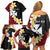 Uvea Chiefdom Wallis and Futuna Personalized Family Matching Off Shoulder Short Dress and Hawaiian Shirt Frangipani Flowers Polynesian Pattern