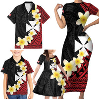 Uvea Chiefdom Wallis and Futuna Personalized Family Matching Short Sleeve Bodycon Dress and Hawaiian Shirt Frangipani Flowers Polynesian Pattern