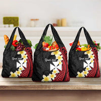 Uvea Chiefdom Wallis and Futuna Personalized Grocery Bag Frangipani Flowers Polynesian Pattern