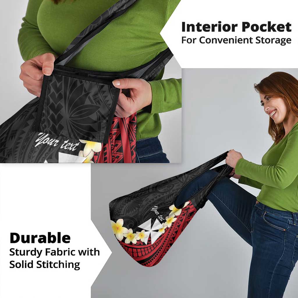 Uvea Chiefdom Wallis and Futuna Personalized Grocery Bag Frangipani Flowers Polynesian Pattern