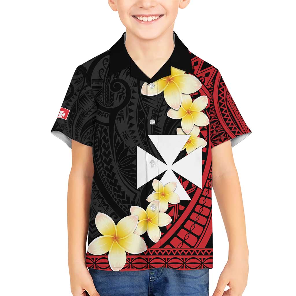 Uvea Chiefdom Wallis and Futuna Personalized Kid Hawaiian Shirt Frangipani Flowers Polynesian Pattern