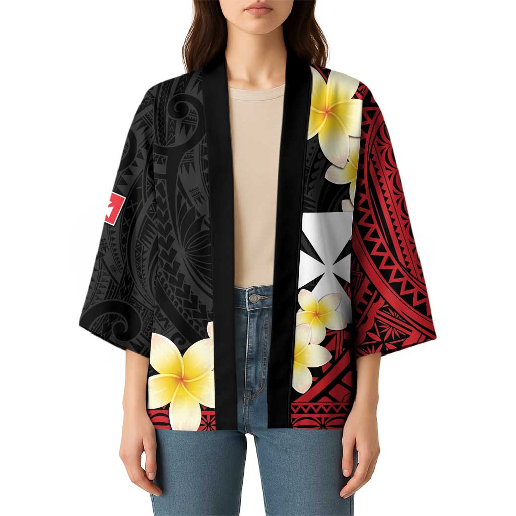 Uvea Chiefdom Wallis and Futuna Personalized Kimono Frangipani Flowers Polynesian Pattern - Polynesian Pride
