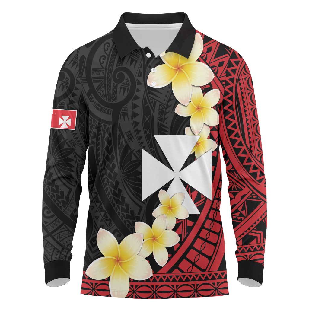 Uvea Chiefdom Wallis and Futuna Personalized Long Sleeve Polo Shirt Frangipani Flowers Polynesian Pattern