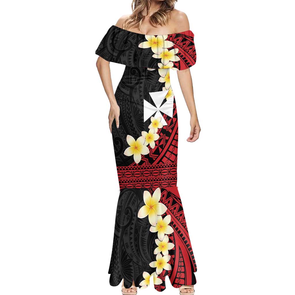 Uvea Chiefdom Wallis and Futuna Personalized Mermaid Dress Frangipani Flowers Polynesian Pattern