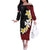 Uvea Chiefdom Wallis and Futuna Personalized Off The Shoulder Long Sleeve Dress Frangipani Flowers Polynesian Pattern
