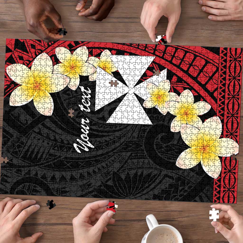 Uvea Chiefdom Wallis and Futuna Personalized Puzzle Frangipani Flowers Polynesian Pattern - Polynesian Pride