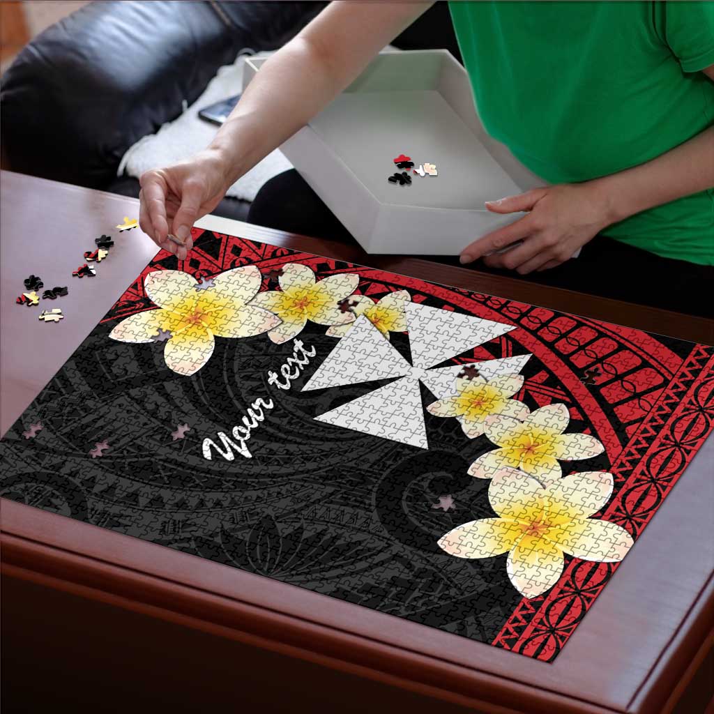 Uvea Chiefdom Wallis and Futuna Personalized Puzzle Frangipani Flowers Polynesian Pattern - Polynesian Pride