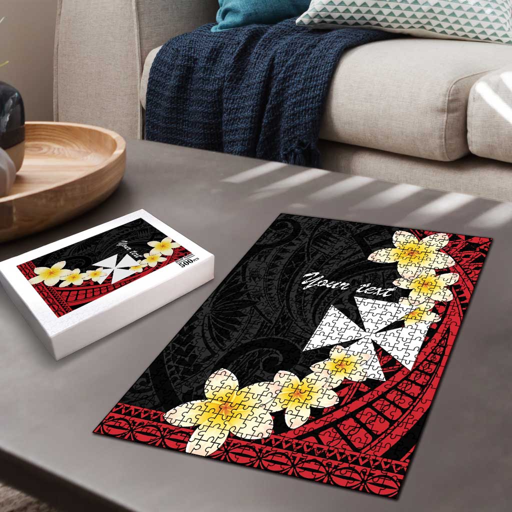 Uvea Chiefdom Wallis and Futuna Personalized Puzzle Frangipani Flowers Polynesian Pattern - Polynesian Pride