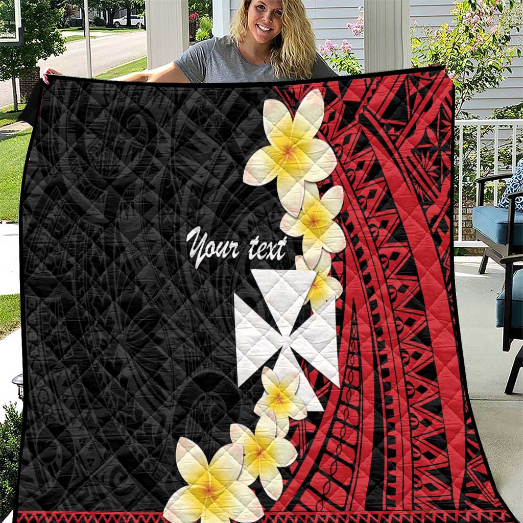 Uvea Chiefdom Wallis and Futuna Personalized Quilt Frangipani Flowers Polynesian Pattern