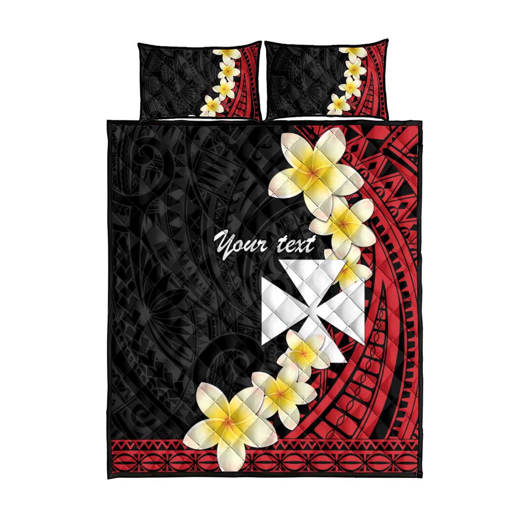 Uvea Chiefdom Wallis and Futuna Personalized Quilt Bed Set Frangipani Flowers Polynesian Pattern