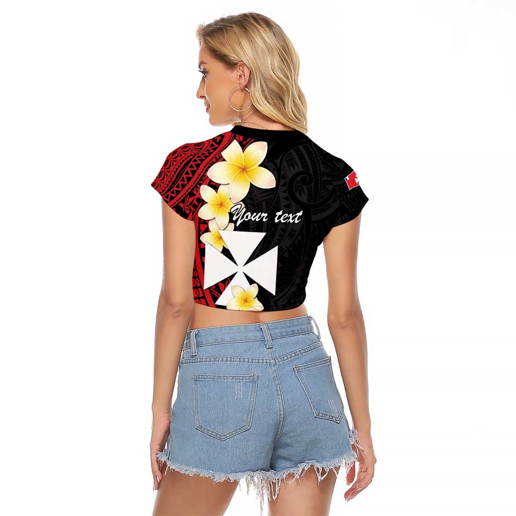 Uvea Chiefdom Wallis and Futuna Personalized Raglan Cropped T Shirt Frangipani Flowers Polynesian Pattern LT9 - Polynesian Pride