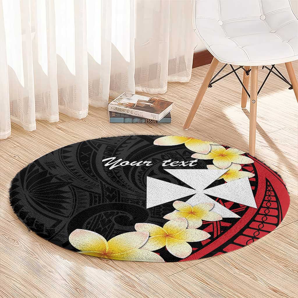 Uvea Chiefdom Wallis and Futuna Personalized Round Carpet Frangipani Flowers Polynesian Pattern