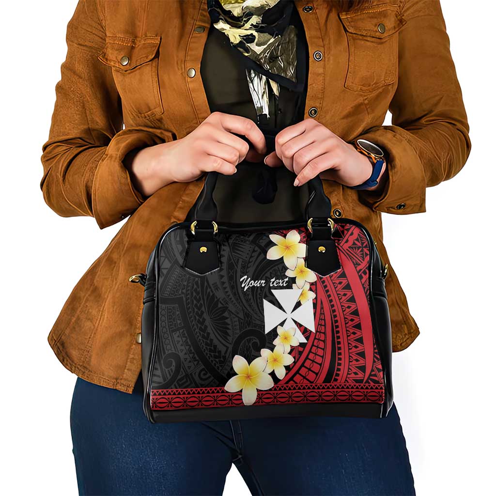 Uvea Chiefdom Wallis and Futuna Personalized Shoulder Handbag Frangipani Flowers Polynesian Pattern