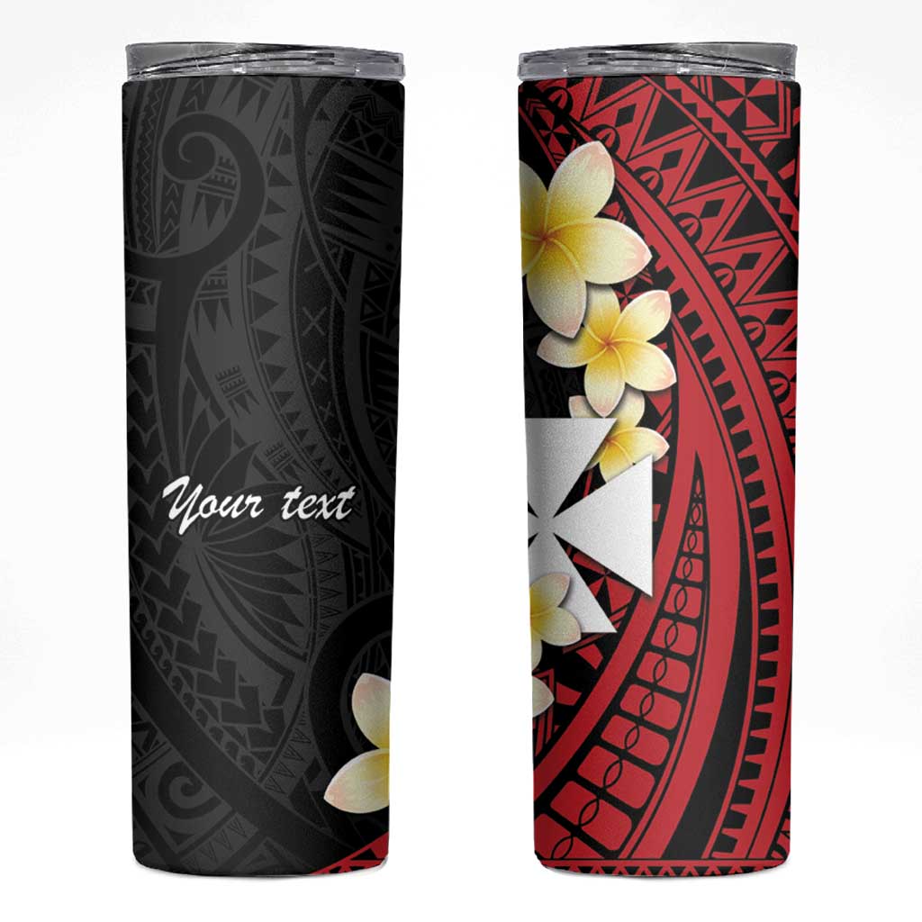 Uvea Chiefdom Wallis and Futuna Personalized Skinny Tumbler Frangipani Flowers Polynesian Pattern