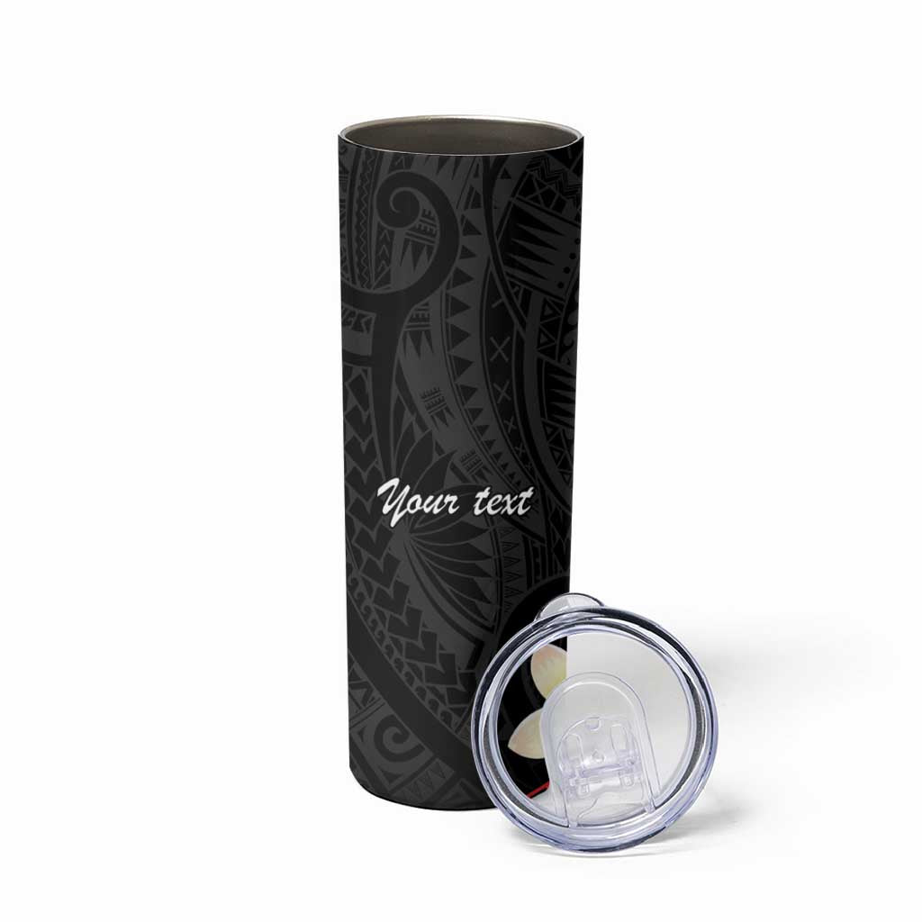 Uvea Chiefdom Wallis and Futuna Personalized Skinny Tumbler Frangipani Flowers Polynesian Pattern