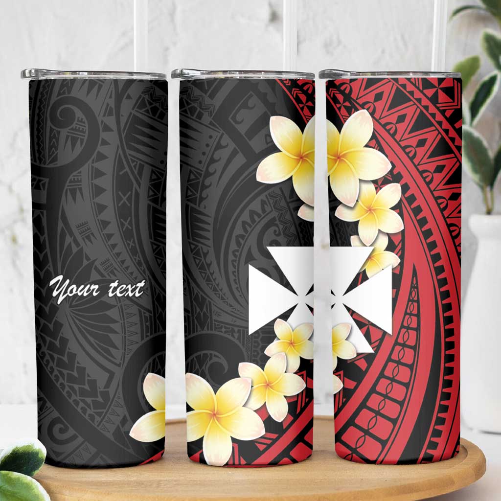 Uvea Chiefdom Wallis and Futuna Personalized Skinny Tumbler Frangipani Flowers Polynesian Pattern