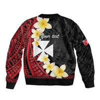 Uvea Chiefdom Wallis and Futuna Personalized Sleeve Zip Bomber Jacket Frangipani Flowers Polynesian Pattern