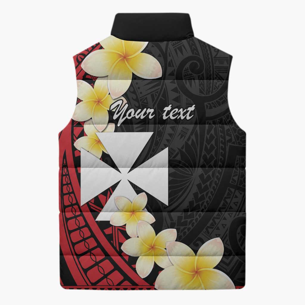Uvea Chiefdom Wallis and Futuna Personalized Sleeveless Puffer Jacket Frangipani Flowers Polynesian Pattern - Polynesian Pride