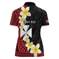 Uvea Chiefdom Wallis and Futuna Personalized Women Polo Shirt Frangipani Flowers Polynesian Pattern