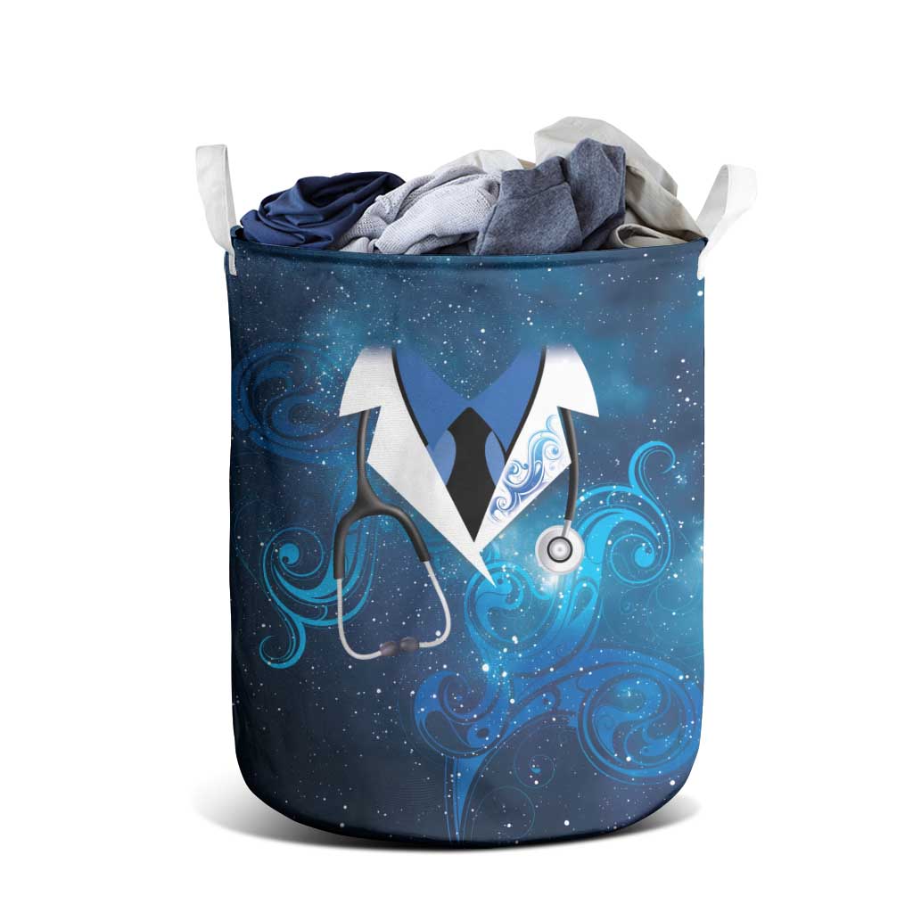 New Zealand Nurses RN Laundry Basket Galaxy Stethoscope Maori Motif