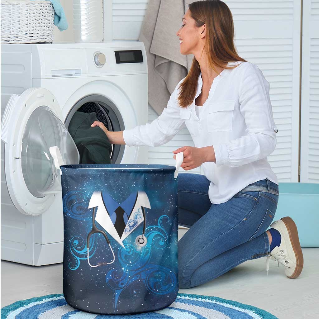 New Zealand Nurses RN Laundry Basket Galaxy Stethoscope Maori Motif