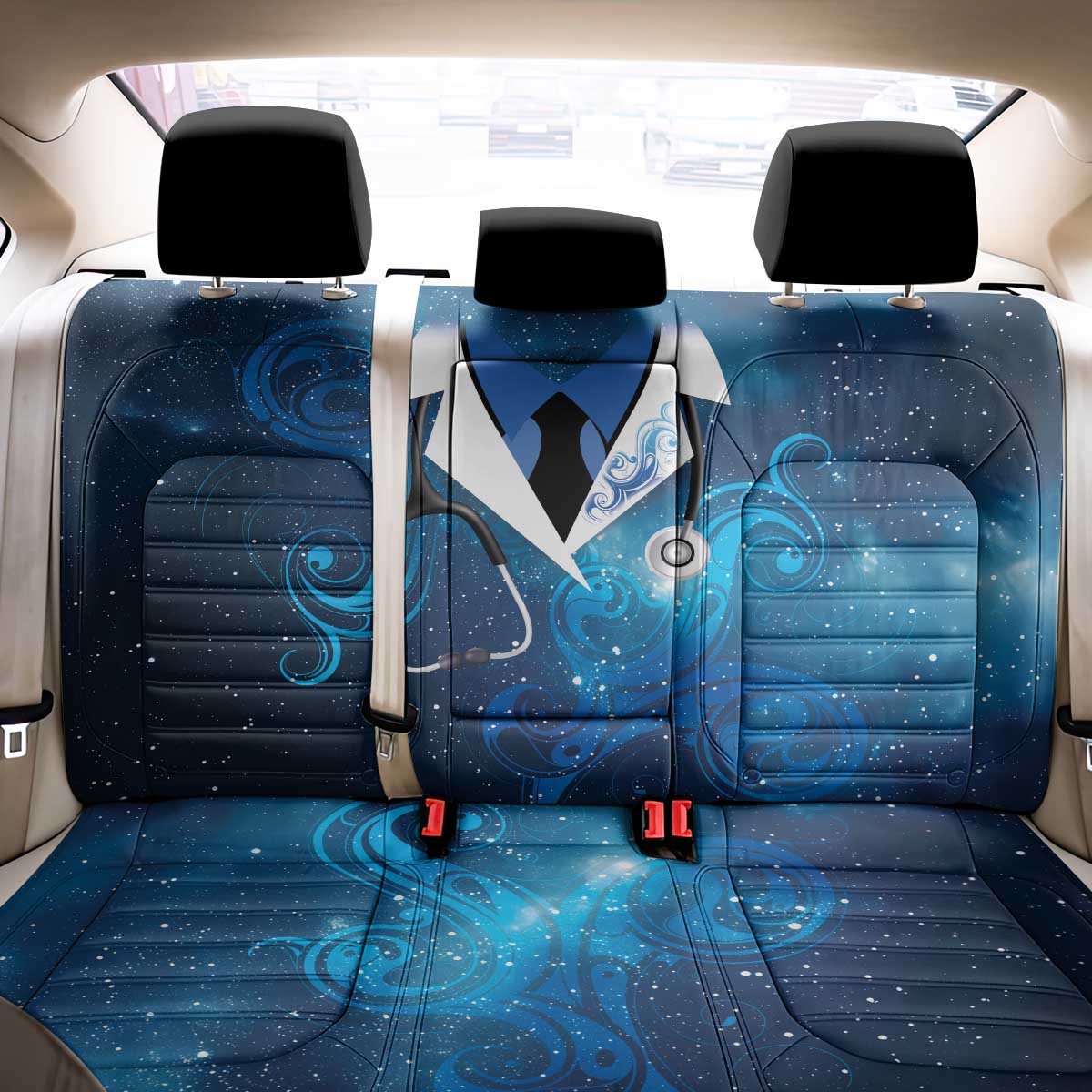 New Zealand Nurses RN Back Car Seat Cover Galaxy Stethoscope Maori Motif