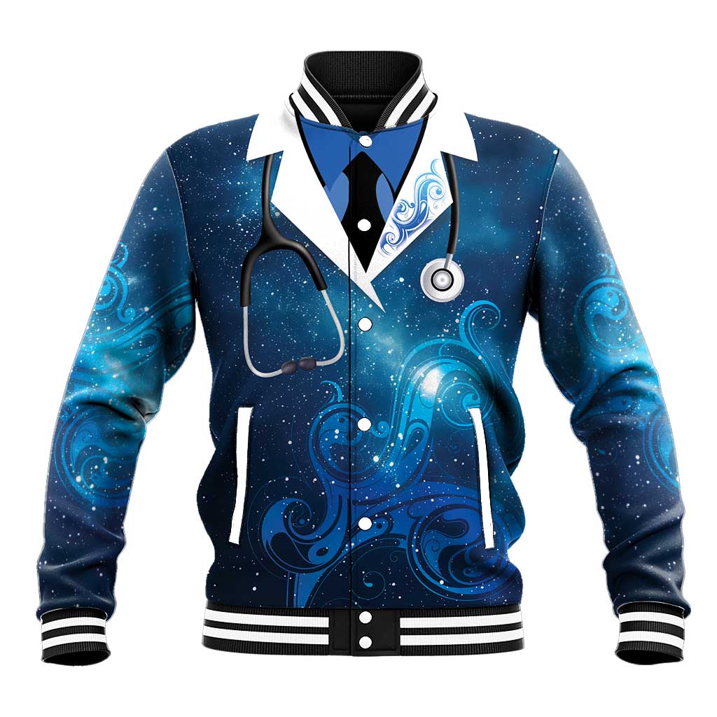 New Zealand Nurses RN Personalised Baseball Jacket Galaxy Stethoscope Maori Motif