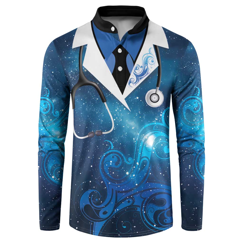New Zealand Nurses RN Personalised Button Sweatshirt Galaxy Stethoscope Maori Motif