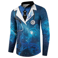 New Zealand Nurses RN Personalised Button Sweatshirt Galaxy Stethoscope Maori Motif