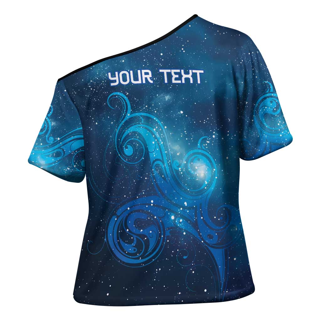 New Zealand Nurses RN Personalised Cross Shoulder Shirt Galaxy Stethoscope Maori Motif