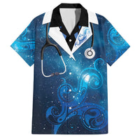 New Zealand Nurses RN Personalised Family Matching Off Shoulder Maxi Dress and Hawaiian Shirt Galaxy Stethoscope Maori Motif LT9 Dad's Shirt - Short Sleeve Galaxy - Polynesian Pride