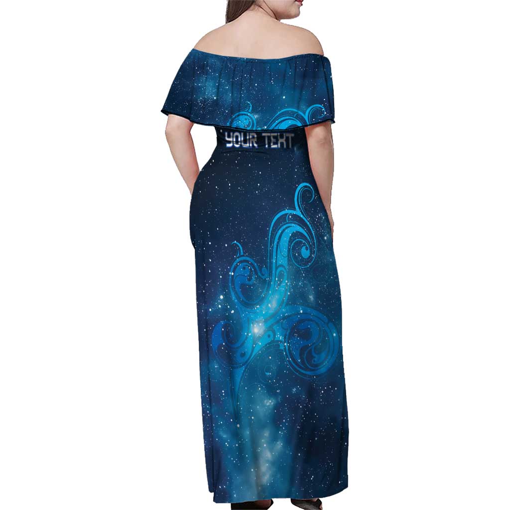 New Zealand Nurses RN Personalised Family Matching Off Shoulder Maxi Dress and Hawaiian Shirt Galaxy Stethoscope Maori Motif LT9 - Polynesian Pride