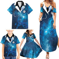 New Zealand Nurses RN Personalised Family Matching Summer Maxi Dress and Hawaiian Shirt Galaxy Stethoscope Maori Motif LT9 - Polynesian Pride