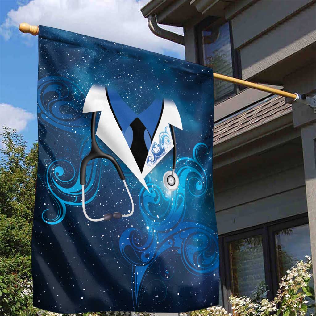 New Zealand Nurses RN Garden Flag Galaxy Stethoscope Maori Motif