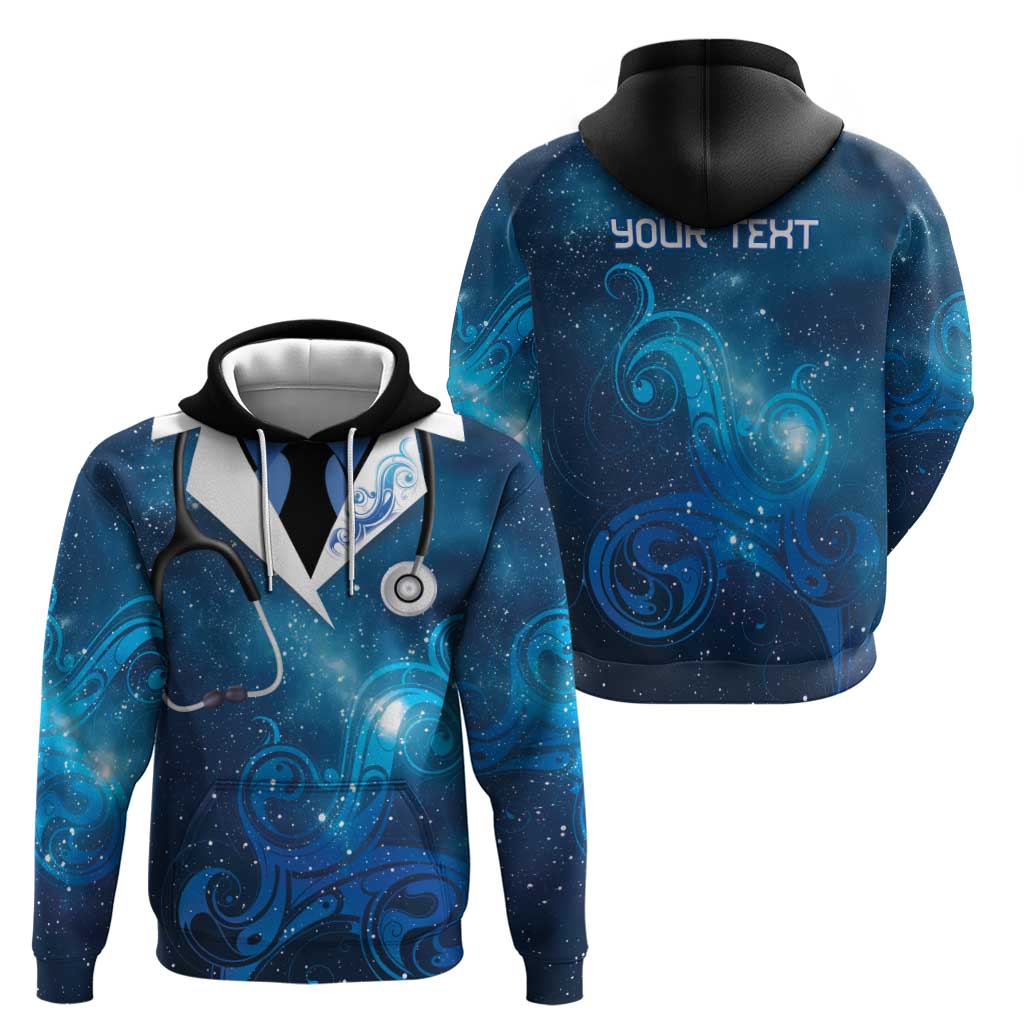New Zealand Nurses RN Personalised Hoodie Galaxy Stethoscope Maori Motif